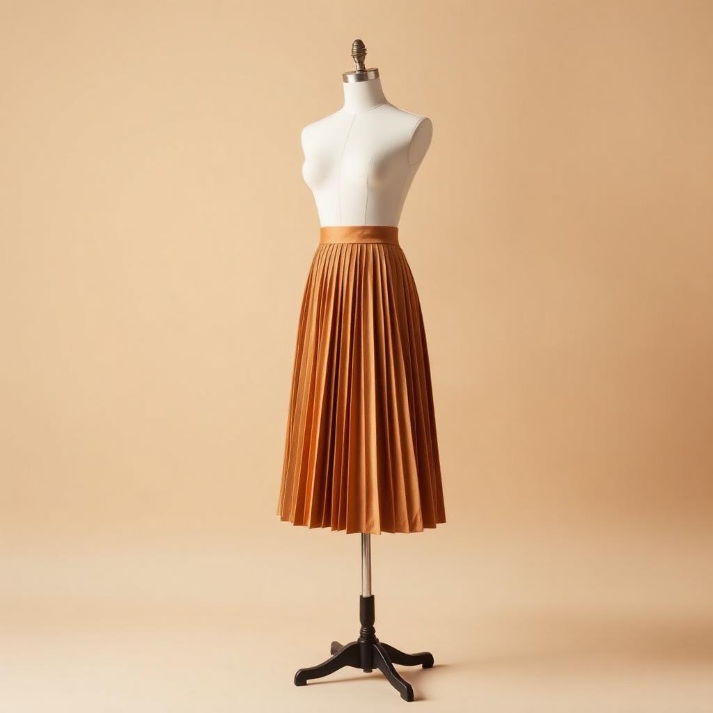 Pleated Wool Midi Skirt